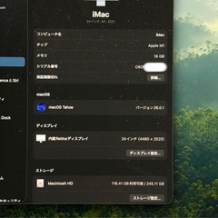 Apple iMac 2021 Z12W0005UJ/A M1 メモリ16GB SSD256GB ブルー 24インチ キーボード日本語配列の画像