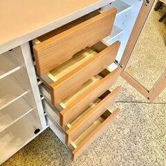 【武蔵小山店】 ニトリ NITORI リビング収納 レンジボード 食器棚 カップボード サイドボード 収納 ナチュラル サラ シリーズ SARA キッチン収納 の画像