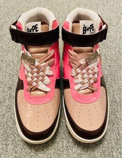 スニーカー A Bathing Ape Bape Sta Mid Brown Pink