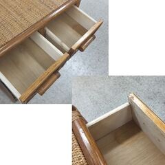 籐の家具 ドレッサー 幅約56cm ミラー角度調整可能 鏡台 引き出し ☆ 札幌市 北区 屯田 の画像