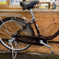 値下げ！防犯登録無料！【BRIDGESTONE軽量アルミフレーム前輪タイヤ・前輪チューブ新品！】シングルギア　24インチ自転車　ブラウンの画像