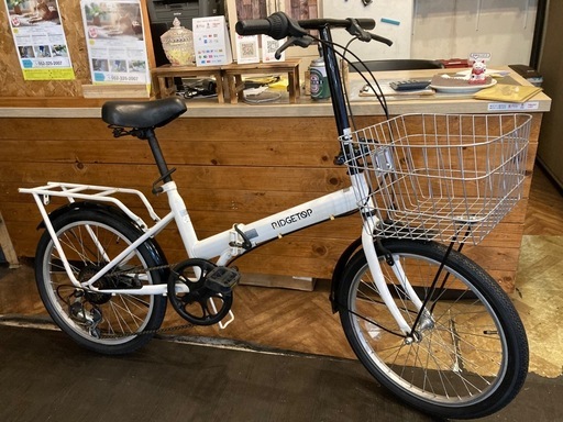 【前後タイヤ・チューブ新品！】6段変速　20インチ折りたたみ自転車　ホワイト