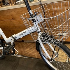 【前後タイヤ・チューブ新品！】6段変速　20インチ折りたたみ自転車　ホワイトの画像