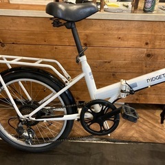【前後タイヤ・チューブ新品！】6段変速　20インチ折りたたみ自転車　ホワイトの画像