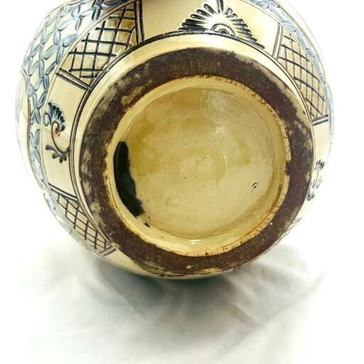 ✨大幅値下げ✨‼️】沖縄やちむん 壺屋焼 大型壺 魚海老文様 花瓶