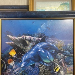 海とイルカのデザインのポスターの画像