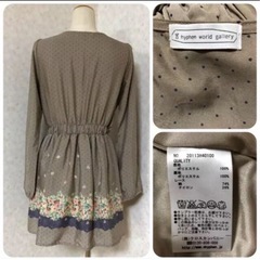 hyphen world gallery 長袖ワンピース　ミニ丈　花柄　ドット　丸襟小花柄ワンピース ドット柄 レース　丸襟　 長袖　 ワンピースの画像