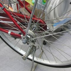 26インチ LEDライト 赤 自転車 ママチャリ カゴ 鍵 荷台 スタンド付 変速なし 札幌 手稲の画像