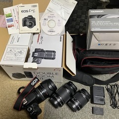 美品！CanonKiss X7  他レンズ、カメラ箱、タムロンレンズ箱、、中古肩掛けバック付の画像