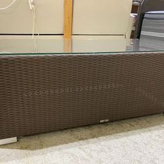 みうらラタン｜人口ラタン｜ガラス天板付｜テーブルの画像