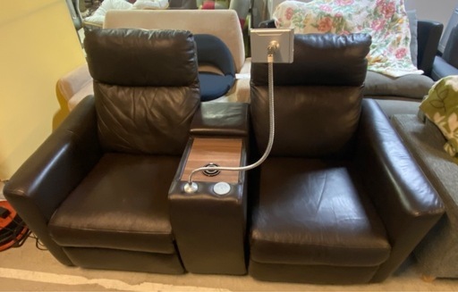 ◎ 2人掛け電動リクライニングソファ Nストラス  DBR ブラウン