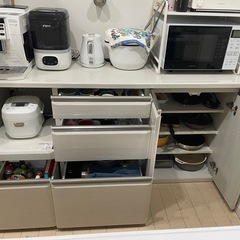 食器棚 カップボード キッチンカウンター レンジボード 引き出し ホワイト 白 160cm の画像
