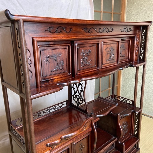アンティーク彫刻入り茶箪笥