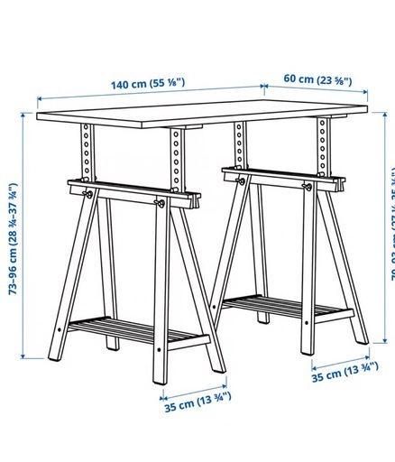 IKEA LAGKAPTEN / MITTBACK デスク（ホワイト／バーチ材）