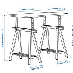 IKEA LAGKAPTEN / MITTBACK デスク（ホワイト／バーチ材） の画像