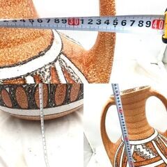 【❗️✨民族調デザイン 花器✨❗️】 両手取っ手付き大型ツボ インテリア装飾・店舗什器・エスニックモダン陶器の画像