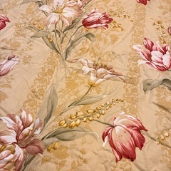 羽根布団 シングル フランスホワイトダック ダウン85% 150×210cm　厚さ約12cm 掛布団　イエロー レッド 花柄の画像