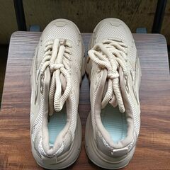 新品 25cm レディース スニーカー グレー 厚底 男女兼用 シューズ  識別番号:【N416-S】の画像