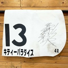 キティーパラダイス 3歳以上500万下 ゼッケン 高井彰大 直筆サイン入り JRA 競馬 競走馬 実使用の画像