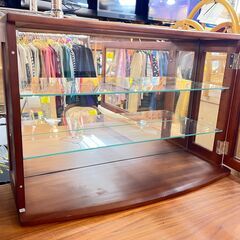 コレクションケース キュリオケース キャビネット 3段 木製×ガラス棚 棚板可動式 横幅60cm奥行23cm高さ40cm (内寸横幅57cm.奥行14cm) ★買取帝国 志木店の画像