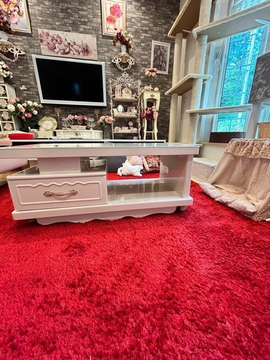 姫系　センターテーブル　ホワイト　ロココ調　アンティーク