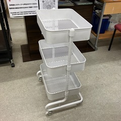 T2510-248 キッチンワゴン 3段 ホワイト キャスター付き キズ汚れ有りの画像