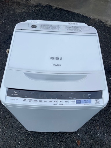 北九州市内配送無料　保証付き ビートウォッシュ bw-v80be5 8kg 日立 全自動洗濯機