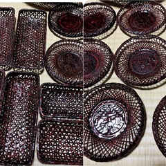籃胎漆器（らんたいしっき）」まとめて　　菓子器　茶托　手拭き入れの画像