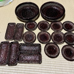 籃胎漆器（らんたいしっき）」まとめて　　菓子器　茶托　手拭き入れの画像