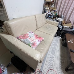 無印良品　本革レザーソファ2.5人掛の画像
