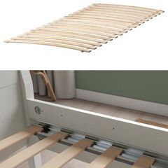 【IKEA】BRIMNES ブリムネス セミダブル ベッドフレーム 引出し付 + ルーローイ 120x200の画像