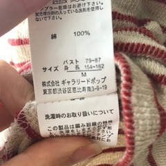 POU DOU DOU ボーダー カットソー　長袖　赤　カジュアル　プードゥドゥ　ストライプ　プルオーバー　ヘンリーネック風の画像