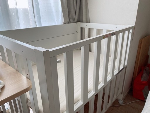 日本製 5way ベビーベッド  マット&シーツ付き