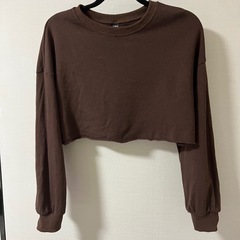SHEIN シーイン クロップド丈スウェット トレーナー ブラウン S〜Mの画像