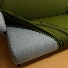 2人掛けソファ色は水色の画像