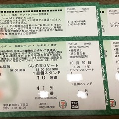 10/20(月)ソフトバンクホークスクライマックスシリーズ最終戦 ピンクフルシートペア席の画像