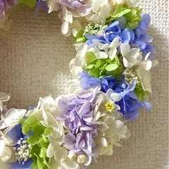 リース　プリザーブドフラワー　アジサイ　　　　の画像