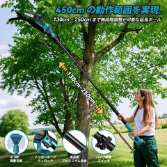 新品　高枝切り 電動チェーンソー 2.5m伸縮式 バッテリー2個 伐採 剪定 木 庭の画像