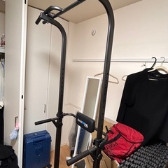 【ホームジムセット】懸垂、パッド付バーベル、ベンチの画像
