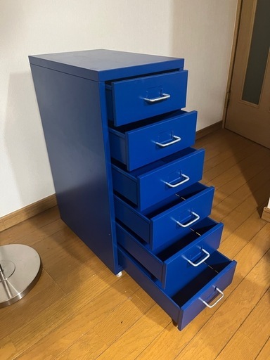 IKEA HELMER（ヘルメル）引き出しユニット（ブルー）／キャスター付き