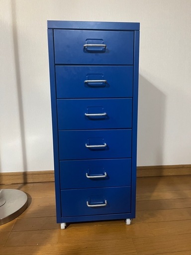 IKEA HELMER（ヘルメル）引き出しユニット（ブルー）／キャスター付き