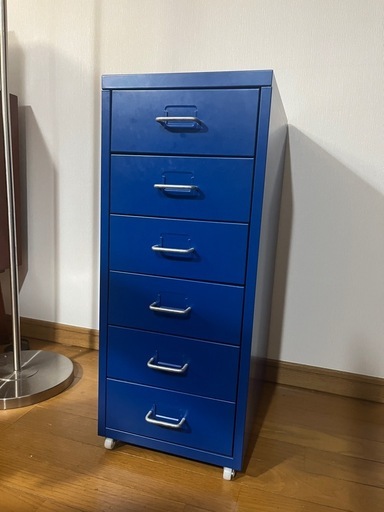 IKEA HELMER（ヘルメル）引き出しユニット（ブルー）／キャスター付き