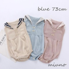 セーラー ベビー ニット ロンパース 韓国ベビー服 赤ちゃん 75 80 の画像