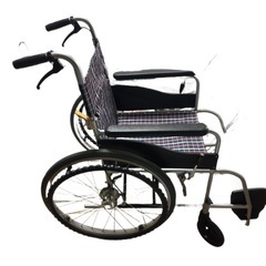 中古・ランクB程度 チェック柄 ノーパンクタイヤ 自走式車椅子の画像