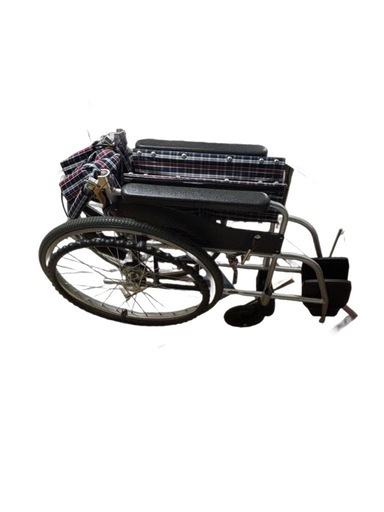 中古・ランクB程度 チェック柄 ノーパンクタイヤ 自走式車椅子