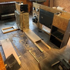 値下げ、分解済み　DJブース　グリーン　ブラウン　レトロ　おしゃれの画像