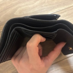 FURLA ブラック 三つ折り財布 黒 レザーウォレット ミニの画像