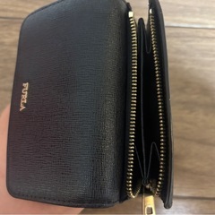 FURLA ブラック 三つ折り財布 黒 レザーウォレット ミニの画像