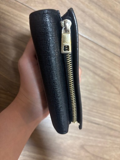 FURLA ブラック 三つ折り財布 黒 レザーウォレット ミニ