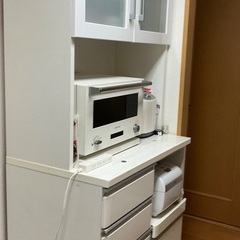 【無料】あげます！ニトリ　キッチンボード　食器棚　幅80cm、奥行51cm 自宅引き渡し限定の画像